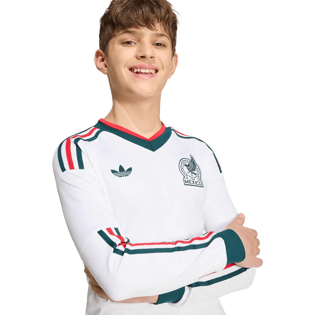 Camiseta adidas México Visitante 2026 Juvenil Manga Larga Versión Estadio