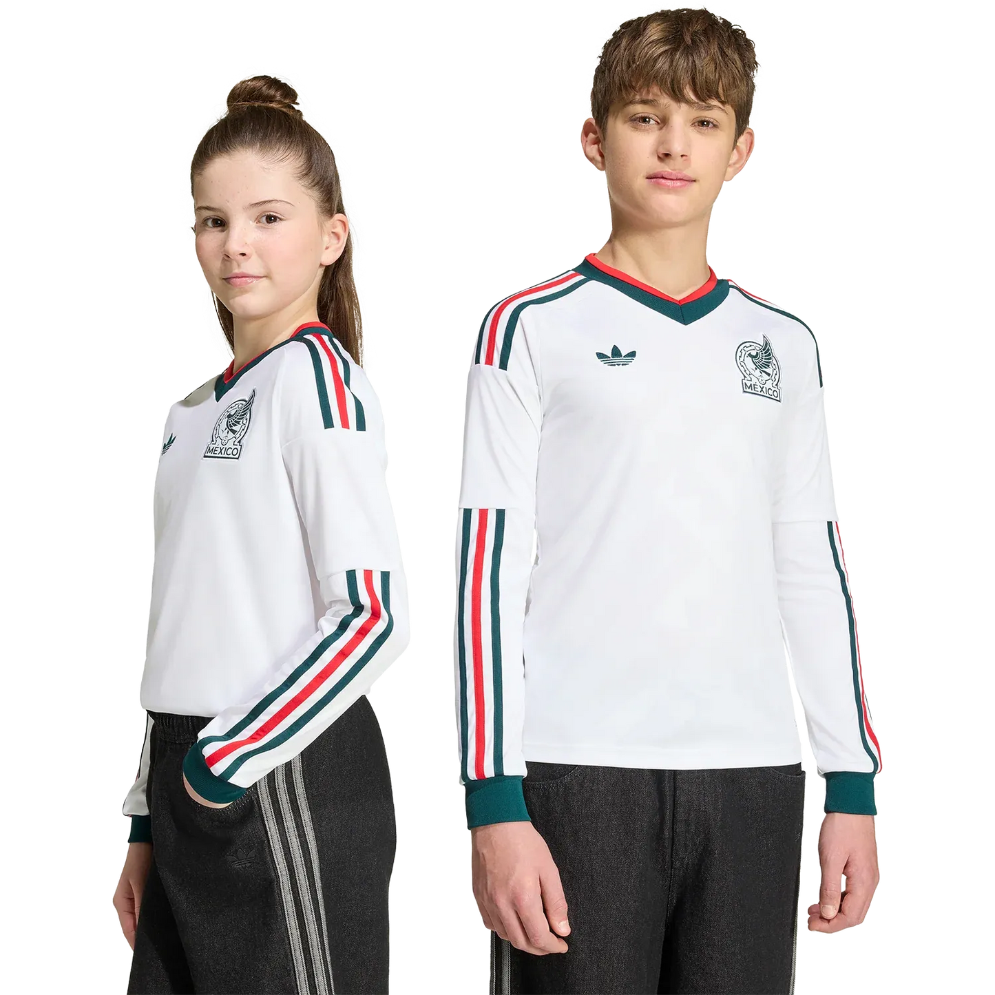 Camiseta adidas México Visitante 2026 Juvenil Manga Larga Versión Estadio